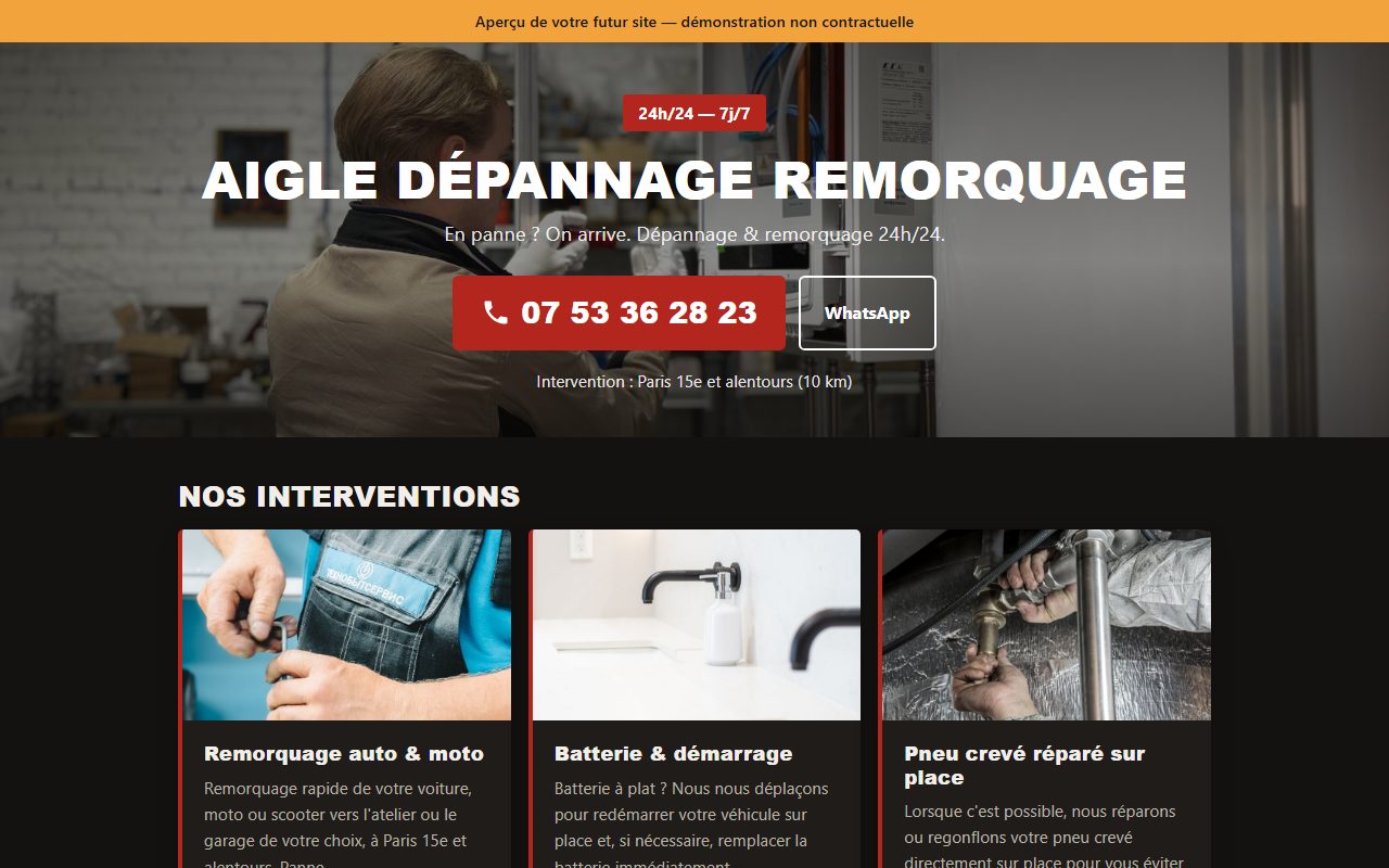 Aperçu du site ADR Dépannage