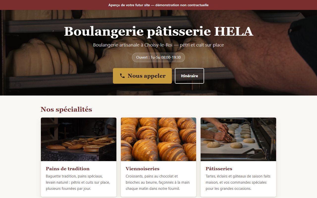 Aperçu du site Boulangerie Héla
