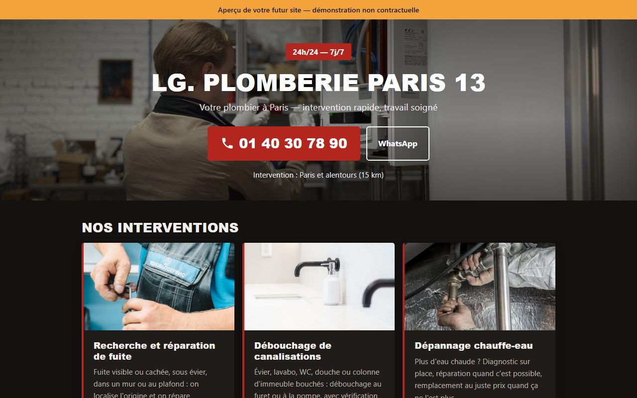 Aperçu du site LG Plomberie